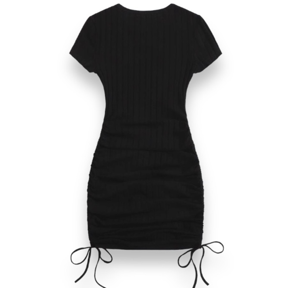 Shein - Black Drawstring Bodycon Dress Size XS